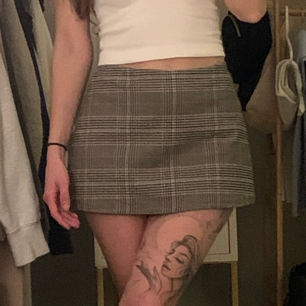 plaid mini skirt with built-in shorts